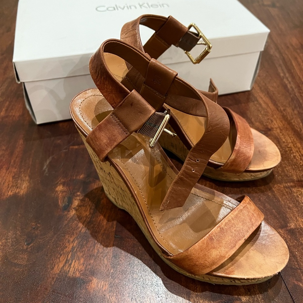 Calvin Klein leather wedges